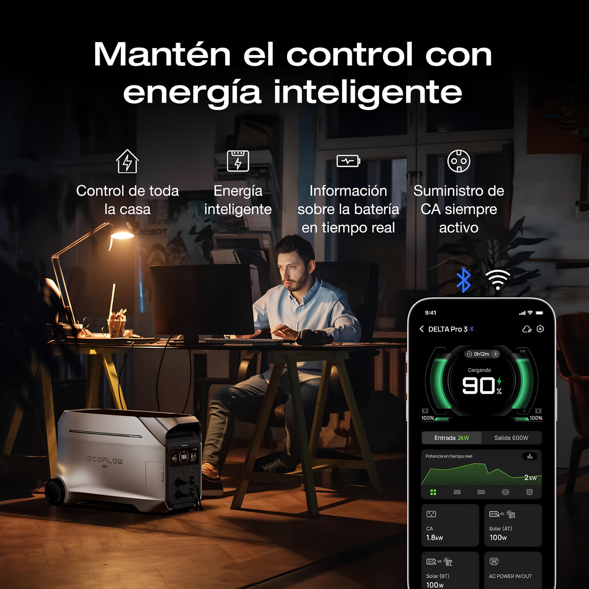 Estación de energía portátil EcoFlow DELTA Pro 3 4096 Wh 4000 W + batería adicional de 4096 Wh · 8,19 kWh