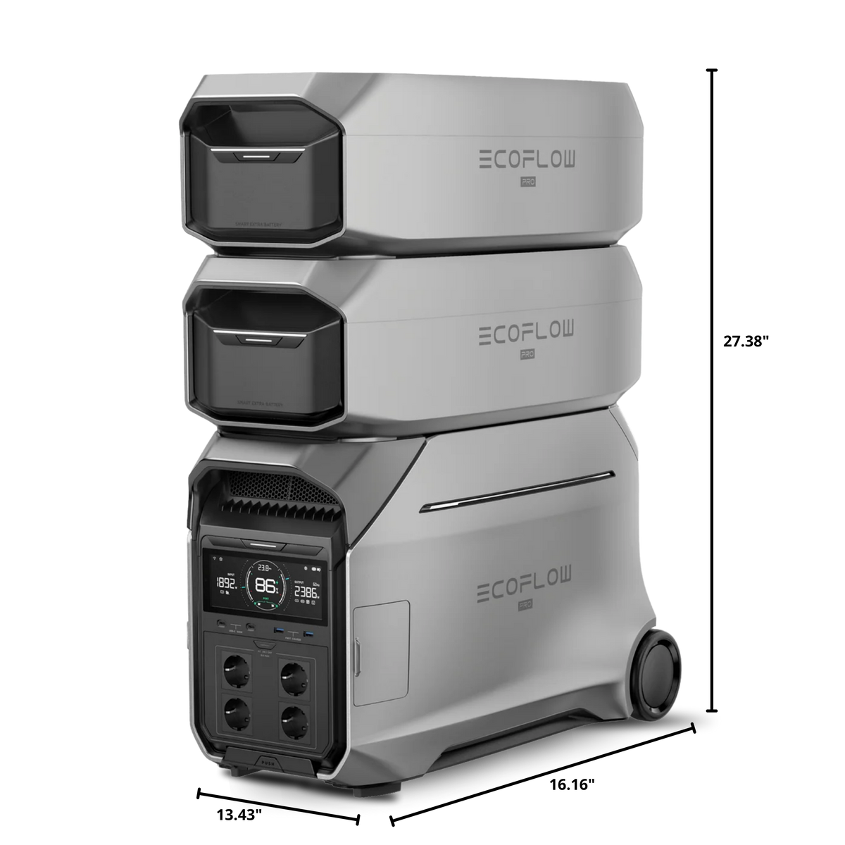 Estación de energía portátil EcoFlow DELTA Pro 3 4096 Wh 4000 W + 2 x batería adicional de 4096 Wh · 12 kWh