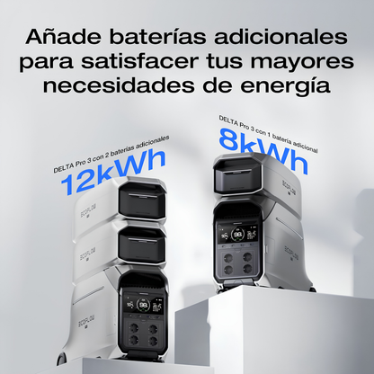 Estación de energía portátil EcoFlow DELTA Pro 3 4096 Wh 4000 W + 2 x batería adicional de 4096 Wh · 12 kWh