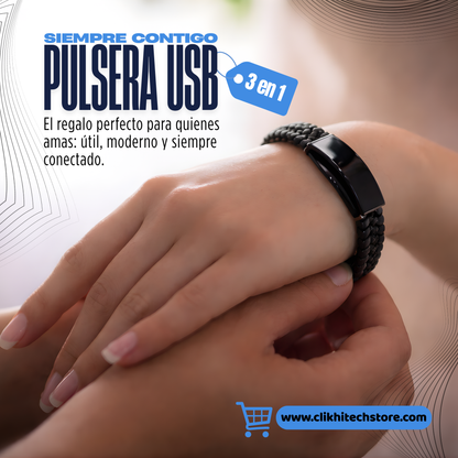 Pulsera Cargador USB 3 en 1 de Cuero